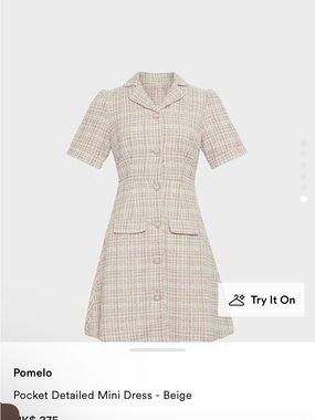 Pomelo Pocket Detailed Mini Dress - Beige
Size small